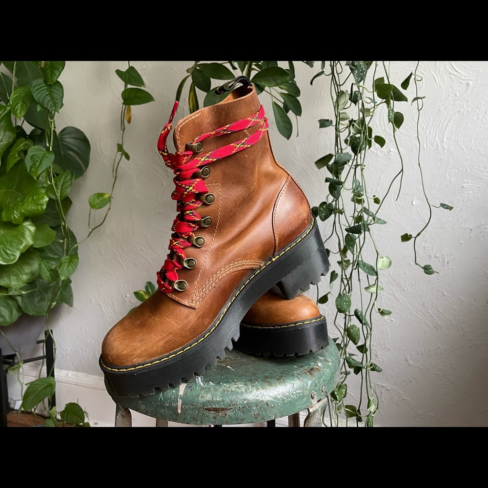Vintage Butterscotch Dr. Martens with Red laces “Leona”